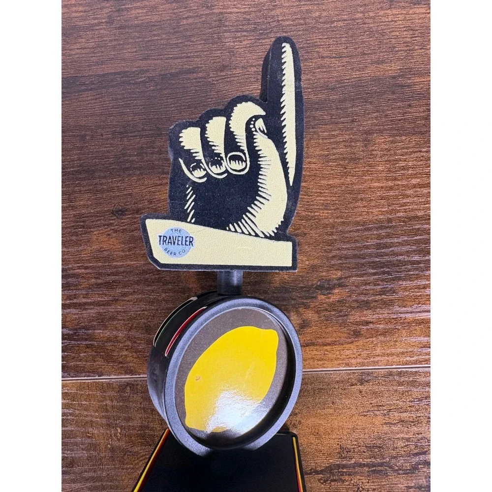 Curious Traveler Lemon Shandy Beer Tap Handle Mustache Foam Finger Traveler Beer